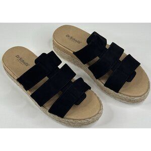 DR. SCHOLLS Electric Womens Espadrille Slide Sandals Size 8M Black Fabric New